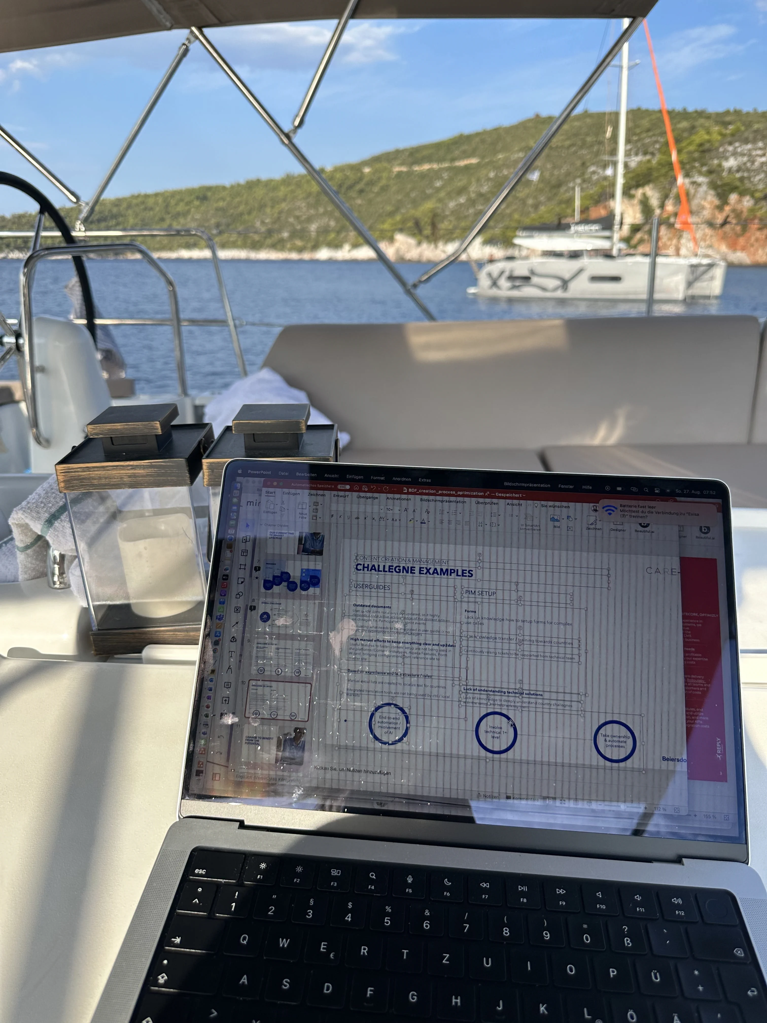 Picture of Laptop on a boat while workation