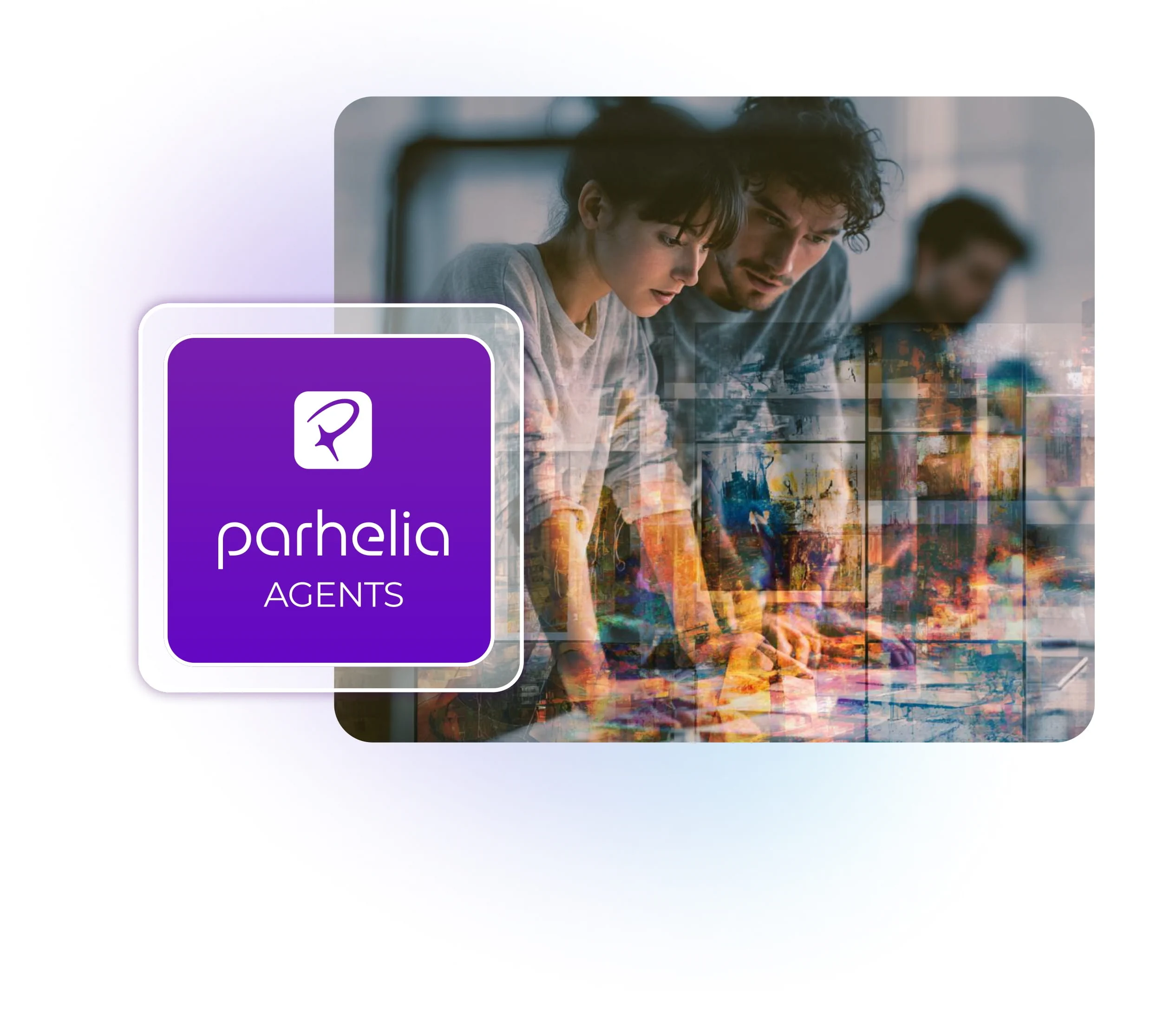 Parhelia agentic workspace displaying AI-powered content creation, autonomous agent configuration, task automation, and intelligent workflow management