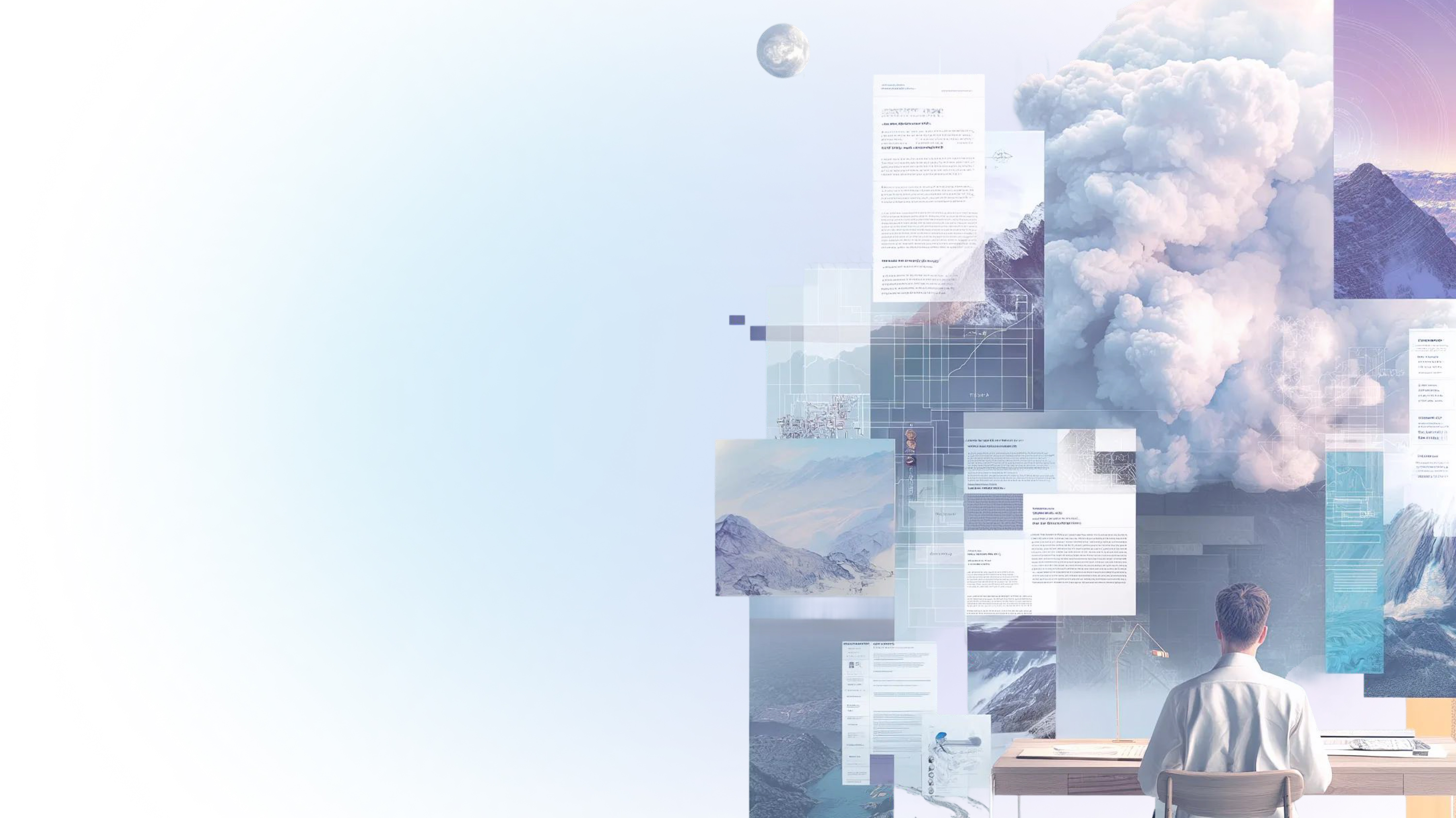 Complex page management interface showing component overview, page hierarchy, content tree with drag-and-drop organization, and AI agent monitoring